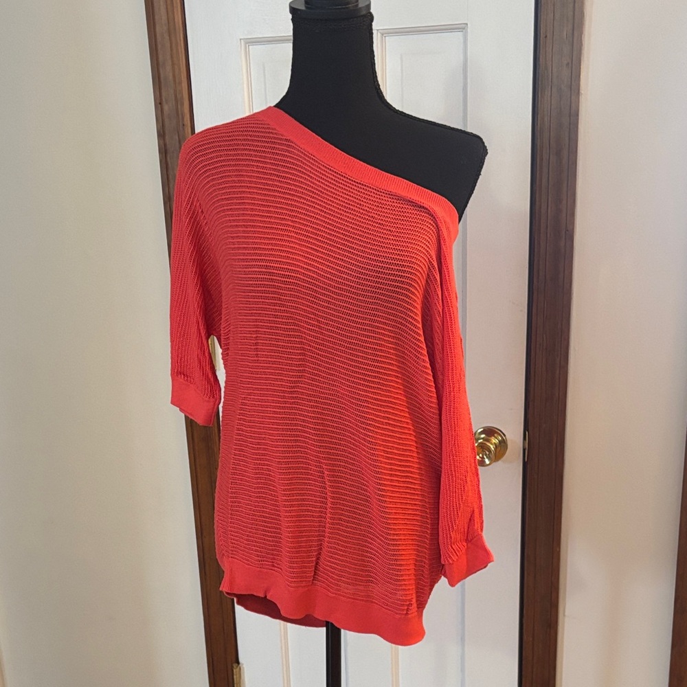 Women's Off-Shoulder Orange/Pink Sweater